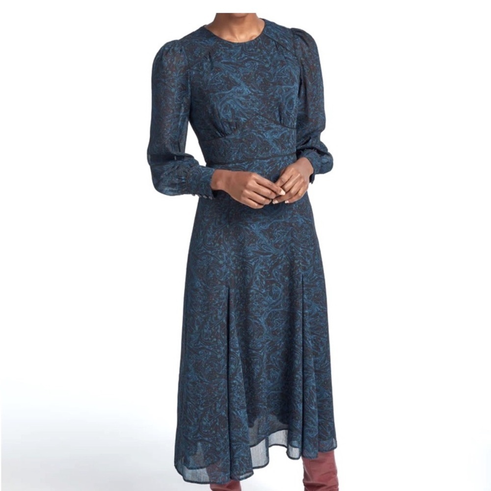 Cefinn Blue Marble Milkmaid Maxi Dress Size 4